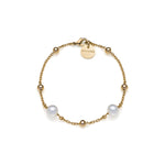 Bracciale di Catena Forzatina Sottile in Ottone con Sfere Piccole Lucide Alternate Unoaerre