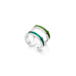 Anello Donna in Ottone Argentato con Smalto Verde Chiaro e Scuro Unoaerre