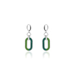 Orecchini Pendenti in Ottone Argentato con Smalto Verde Chiaro e Scuro Unoaerre