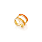 Anello Donna in Ottone Dorato con Smalto Arancio Chiaro e Scuro Unoaerre