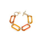 Bracciale Donna in Ottone Dorato con Smalto Arancio Chiaro e Scuro Unoaerre