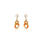 Orecchini in Ottone Dorato con Catena Grumetta e Smalto Arancio Unoaerre