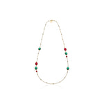 Collana Lunga Donna con Pietre Verdi e Rosse Unoaerre