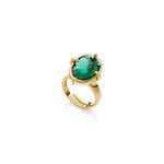 Anello Dorato con Pietra Verde, Forma Ovale Unoaerre