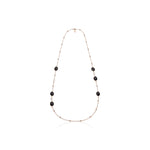 Collana Lunga con Perle, Pietre Nere e Catena Fantasia Dorat a Rosa Unoaerre