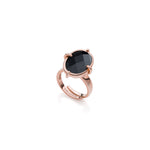 Anello con Pietra Nera, Golden Rose, Forma Ovale e Misuraregolabile Unoaerre