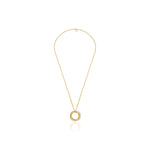 Collana Lunga con Pendente a Cerchi Intrecciati in Finitura Lucida e Diamantata Unoaerre