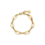 Bracciale Fantasia in Ottone Dorato con Maglie Ovali Piatte Alternate a Catena Unoaerre