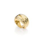 Anello a Fascia Bombata con Decoro in Ottone con Bagno in Or Unoaerre