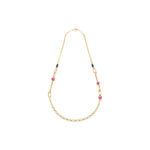 Collana Lunga in Catena Forzatina Dorata con Sfere in Pietra Occhio Unoaerre