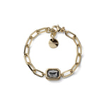 Bracciale a Maglia Paperclip con Pietra Azzurra e Pendente Unoaerre