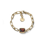 Bracciale a Maglia Paperclip con Pietra Rossa e Pendente Unoaerre