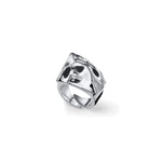 Anello a Fascia Bombata Traforata con Motivo Geometrico Unoaerre