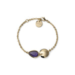 Bracciale Sottile con Pietra a Goccia Viola e Pendente Unoaerre
