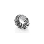 Anello in Argento con Zirconi in Maglia Chicco di Riso Unoaerre