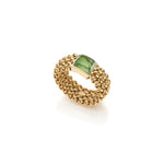Anello in Argento 925 Dorato in Maglia Chicco di Riso con Pietra Unoaerre