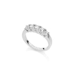 Anello in Argento Rodiato con 5 Pietre Zirconia Cubica Bianca Unoaerre