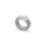 Anello Donna, Fascia Chicco in Argento e Perla Naturale Unoaerre