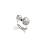 Anello in Argento Rodiato e Sfere con Pavé di Zirconi Bianchi Unoaerre
