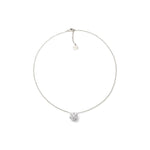 Collana in Argento Rodiato con Fiore Pendente in Pavé di Pietre Zirconia Unoaerre