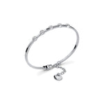 Bracciale in Argento Rodiato con Tubo Zigrinato ed Elementi Ovali con Pavé Unoaerre
