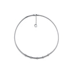 Collana in Argento Rodiato con Tubo Zigrinato ed Elementi Quadrati con Zirconi Unoaerre