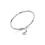 Bracciale in Argento Rodiato con Tubo Zigrinato ed Elementi Quadrati con Zirconi Unoaerre