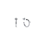 Orecchini a Semicerchio in Argento Rodiato e Decoro Quadrato con Zircone Unoaerre
