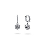 Orecchini a Cerchietto in Argento Rodiato con Sfere Pendenti e Pavé Unoaerre