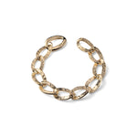 Bracciale in Argento Dorato con Maglie Ovali Piatte in Finitura Martellata Unoaerre