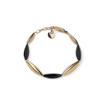 Bracciale con Elementi Geometrici Alternati Neri ed in Argento Dorato Unoaerre