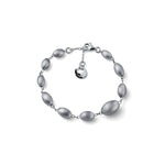 Bracciale in Argento con Catena Sottile e Perle Ovali in Finitura Satinata Unoaerre