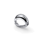 Anello Aperto in Argento Dal Design Bombato con Decoro Rigato Unoaerre