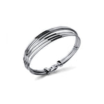 Bracciale Rigido in Argento con Sei Fili Intrecciati in Finitura Rigata Unoaerre