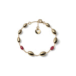 Bracciale a Navette Bombate con Pietre Rosse e Pendente Unoaerre