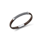 Bracciale in Cuoio con Maglia Metallica e Chiusura Magnetica Unoaerre