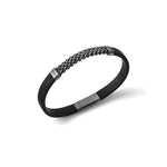 Bracciale in Cuoio con Maglia in Finitura Brunita Unoaerre