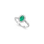 Anello Oro Bianco Smeraldo Naturale 0.16ct