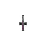 Ciondolo Croce con Pietre Fucsia e Nere Oro 18 Carati Urigold