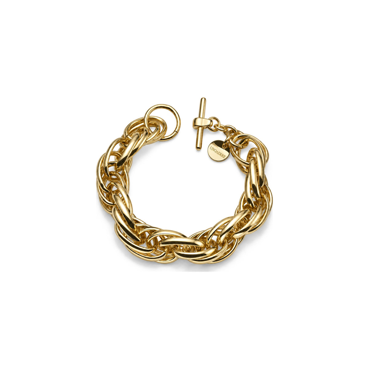 Elegante Bracciale in Ottone con Maglie Doppie Incatenate Unoaerre