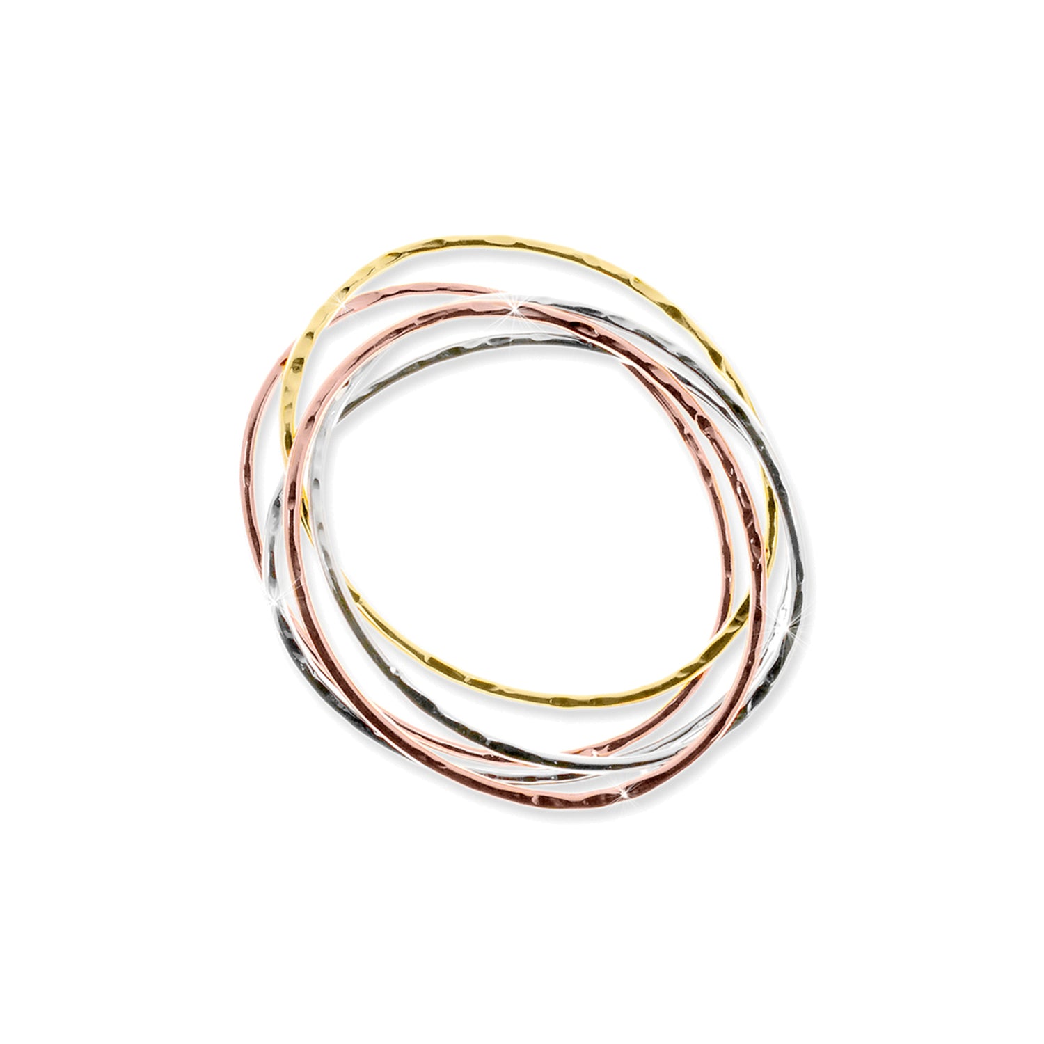 Bracciale Rigido Composto da Cinque Bracciali Martellati con Bagno Galvanico in Tre Unoaerre