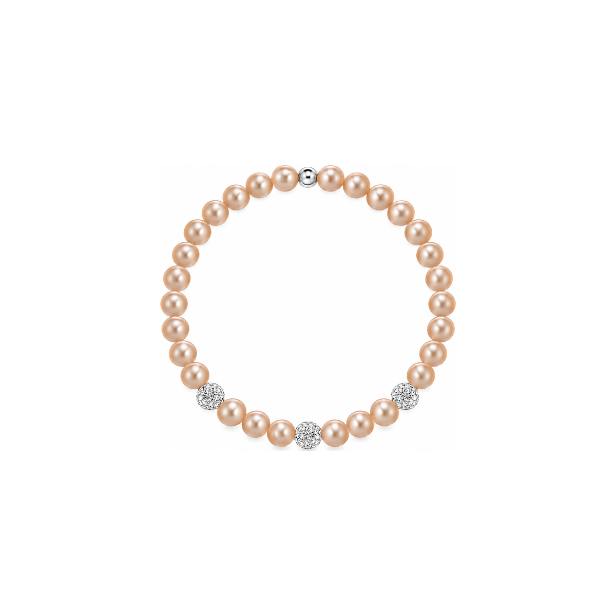 Bracciale di Perle Rosa con Zirconi
