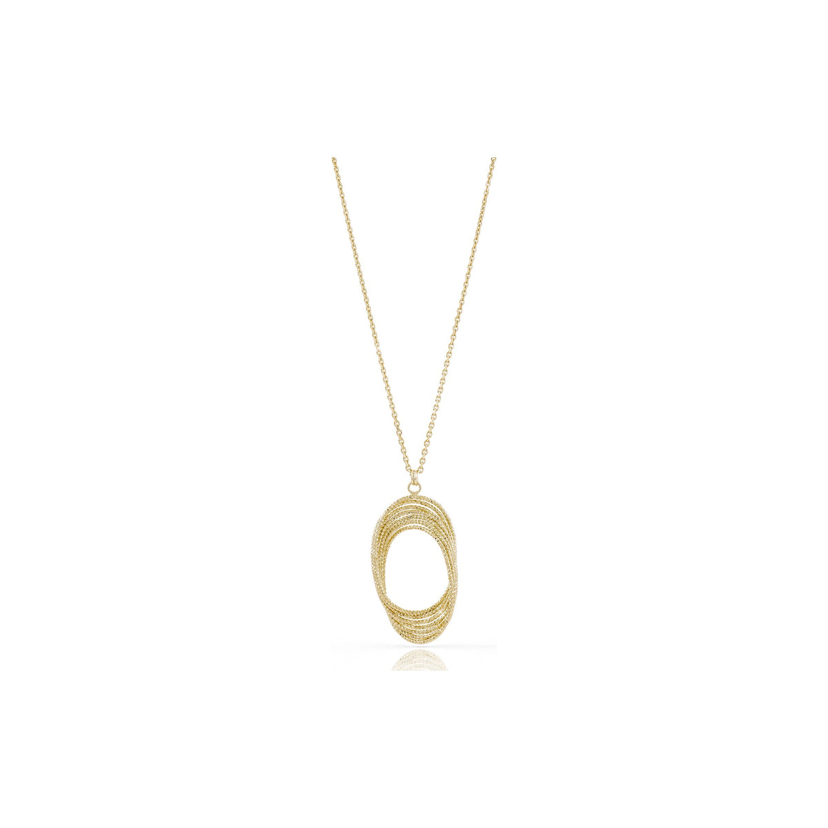 Unoaerre Diamond-Cut Wire Oval Pendant Necklace