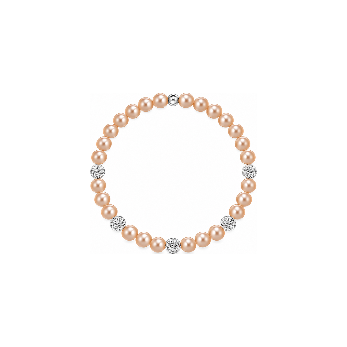 Bracciale di Perle Rosa con Zirconi