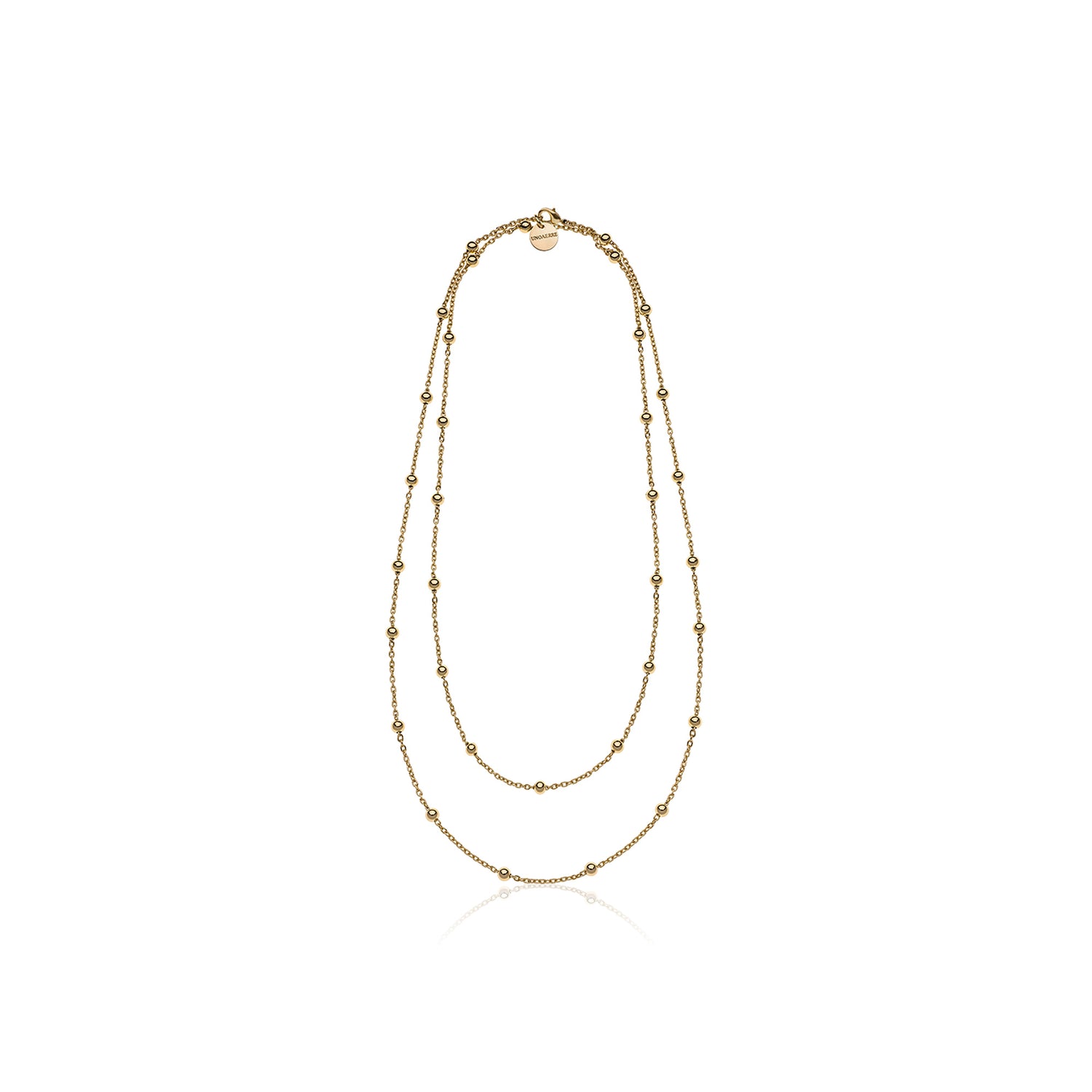 Collana Lunga a Due Fili di Catena Forzatina Sottile in Ottone Lucido Unoaerre