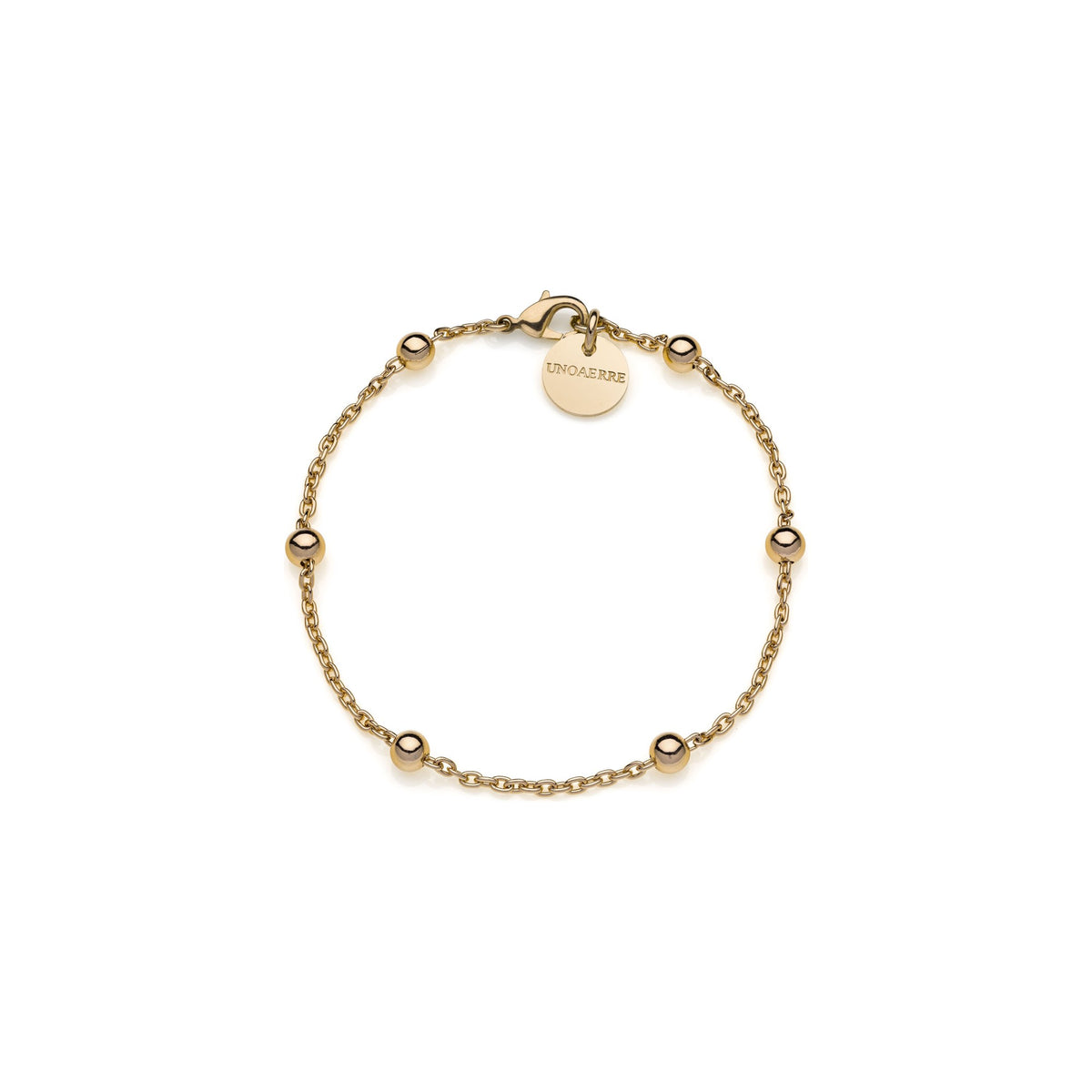 Pulsera de cadena forzada fina de latón con baño de oro de 24 quilates Unoaerre