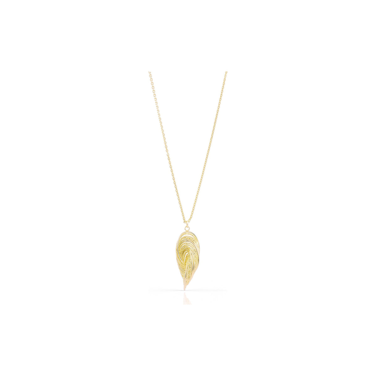 Unoaerre Long Necklace with Diamond-Finish Ovoid Wire Pendant