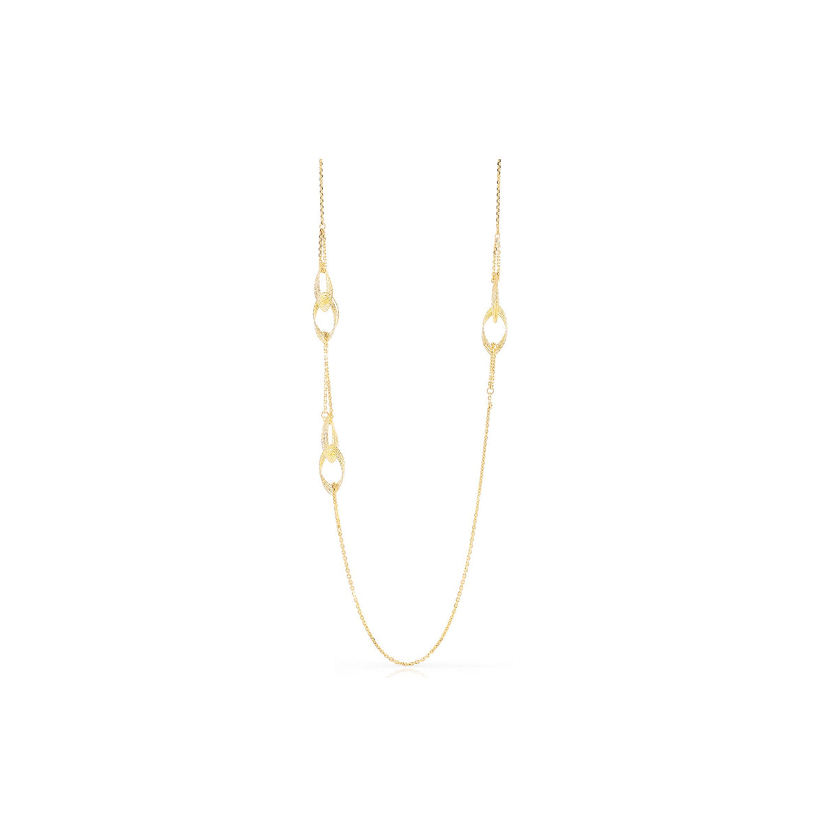 Unoaerre Long Necklace with Alternating Oval Diamond-Cut Wire Elements