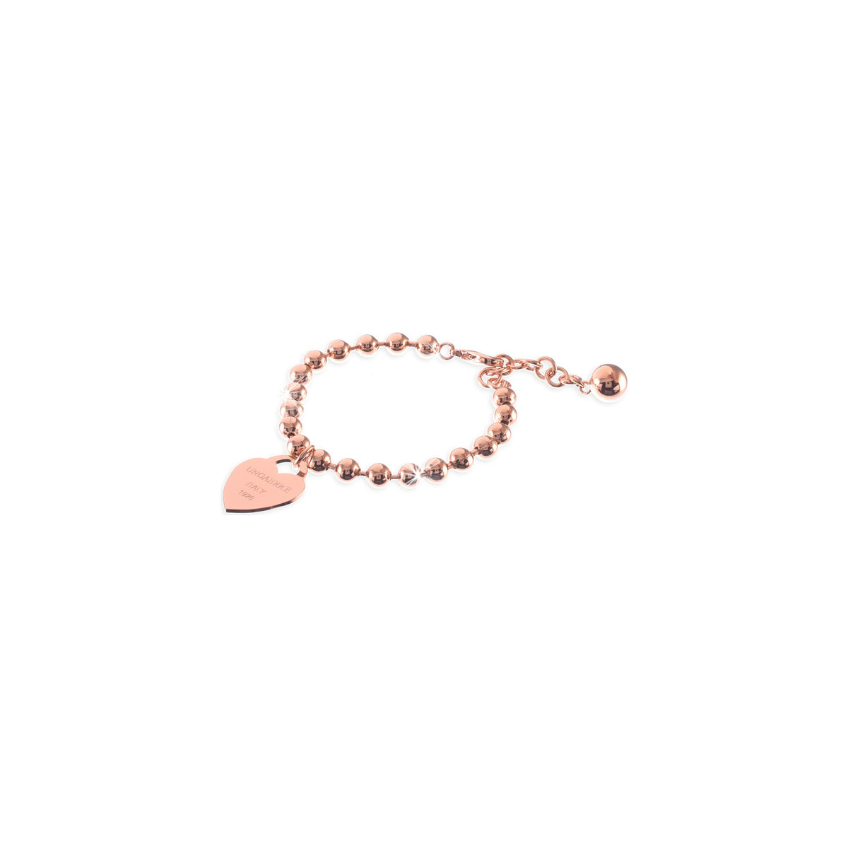 Pulsera de cadena de bolitas con corazón colgante central Unoaerre