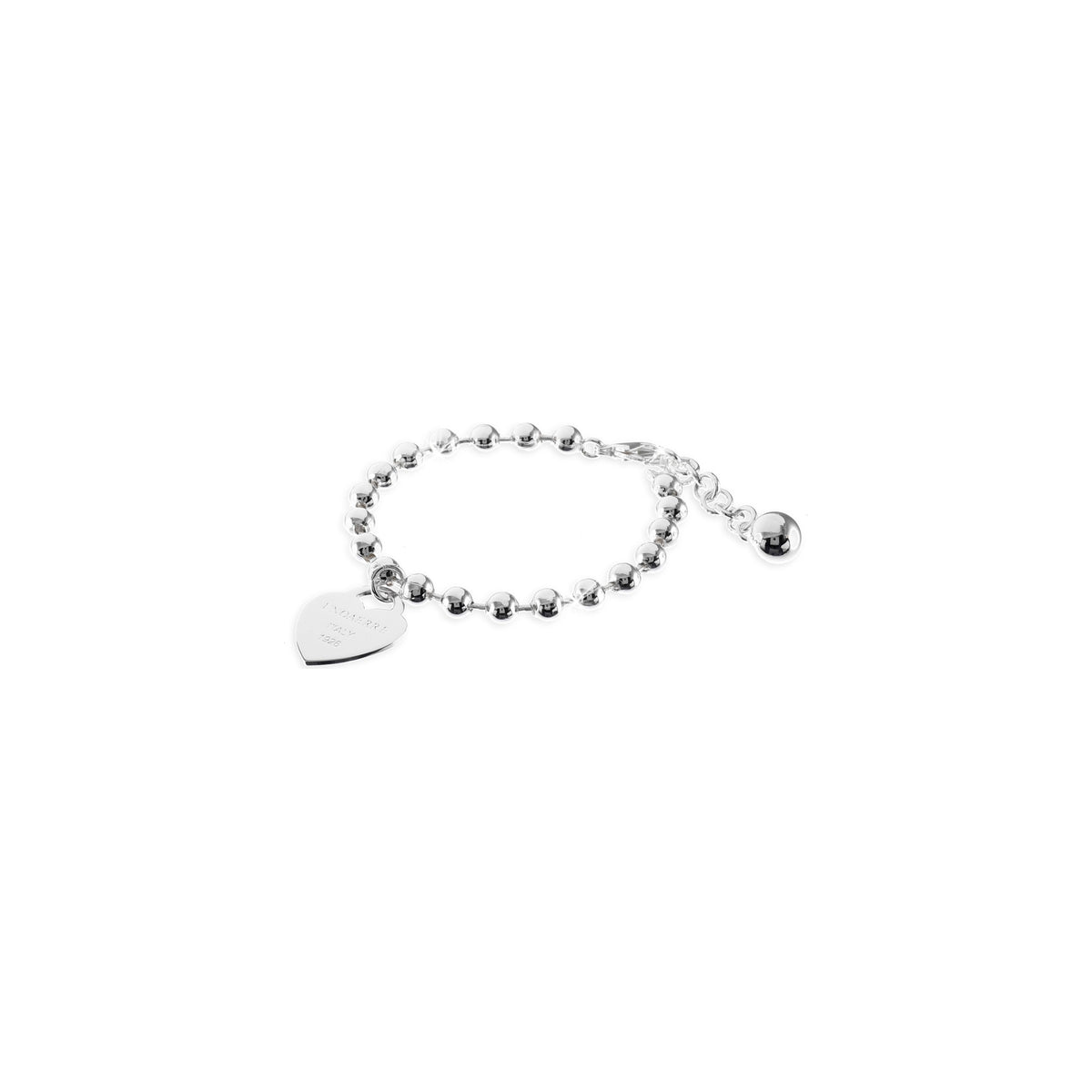 Pulsera de cadena de bolitas con corazón colgante central Unoaerre